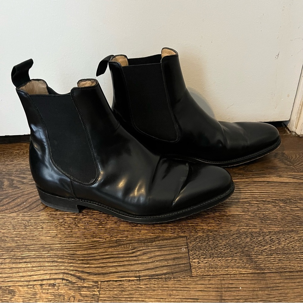 Barker Bedale Hi-shine Black Leather Chelsea Boots men’s UK 6 US 7